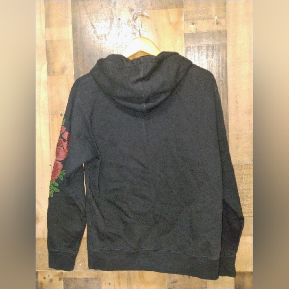 Young & Reckless Logo Rose Hooded Hoodie Size XS/SMALL Black Red - Picture 6 of 7